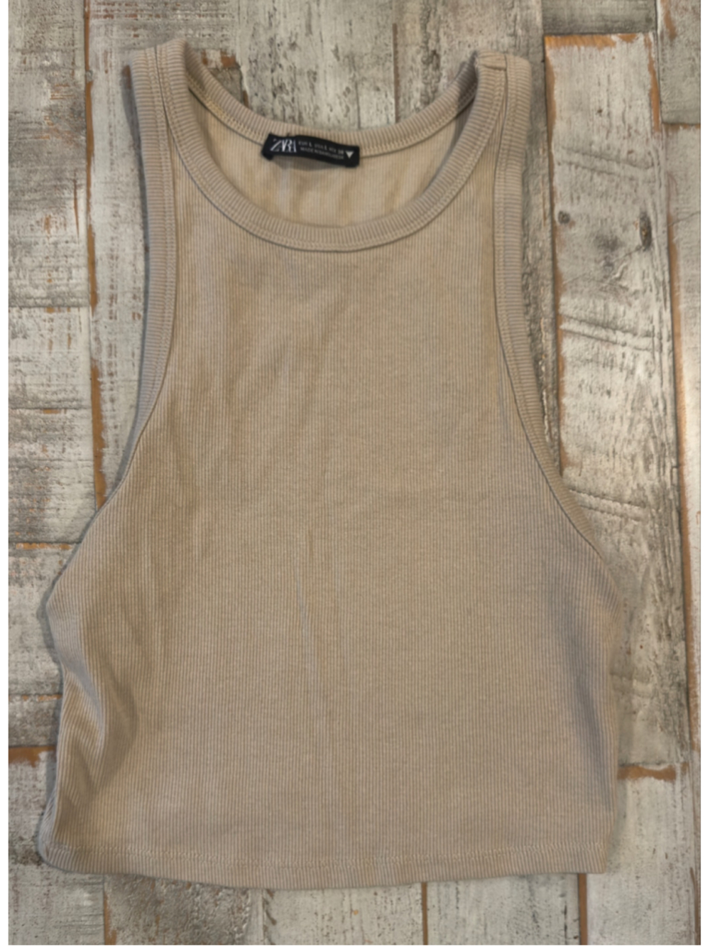 Women's Zara Ribbed Tank Top Beige Size L
